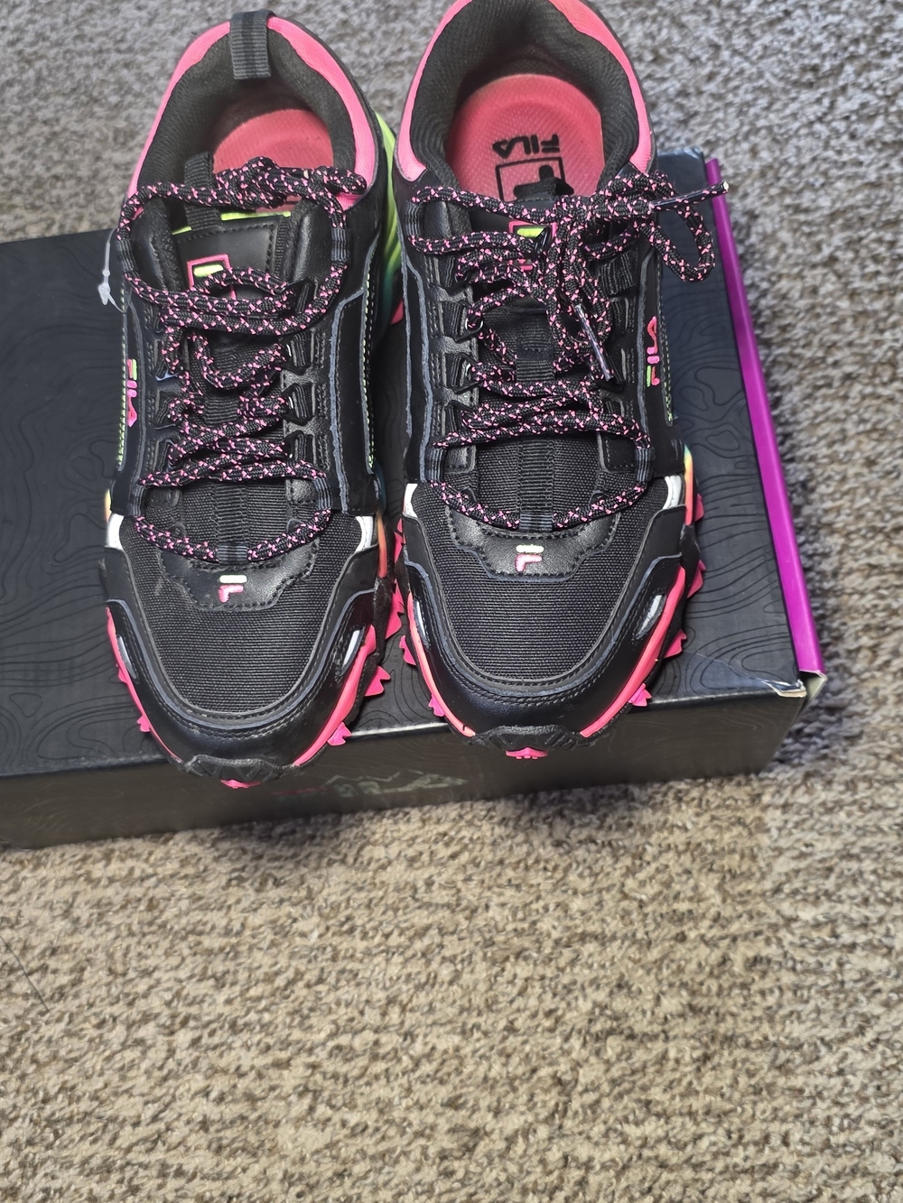 FILA Women's Black with Hot Pink Accent Sneakers